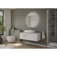 Тумба под раковину Sancos Stone 120, подвесная, Statuario White (белый мрамор), ST120SV