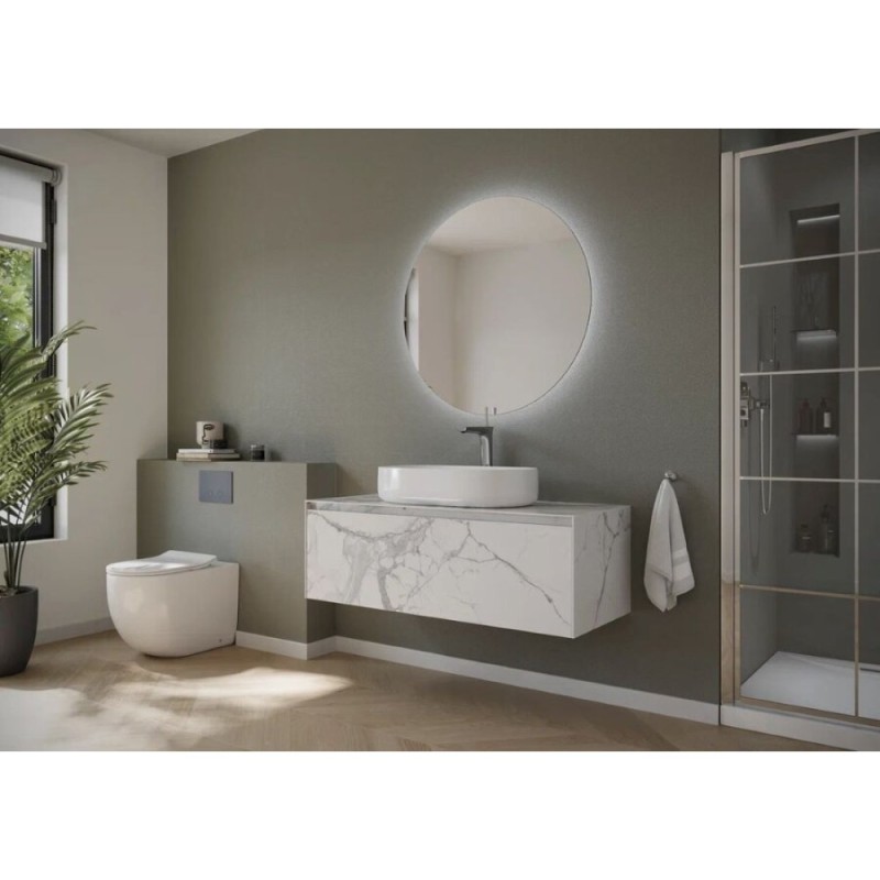 Тумба под раковину Sancos Stone 120, подвесная, Statuario White (белый мрамор), ST120SV