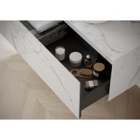 Тумба под раковину Sancos Stone 120, подвесная, Statuario White (белый мрамор), ST120SV