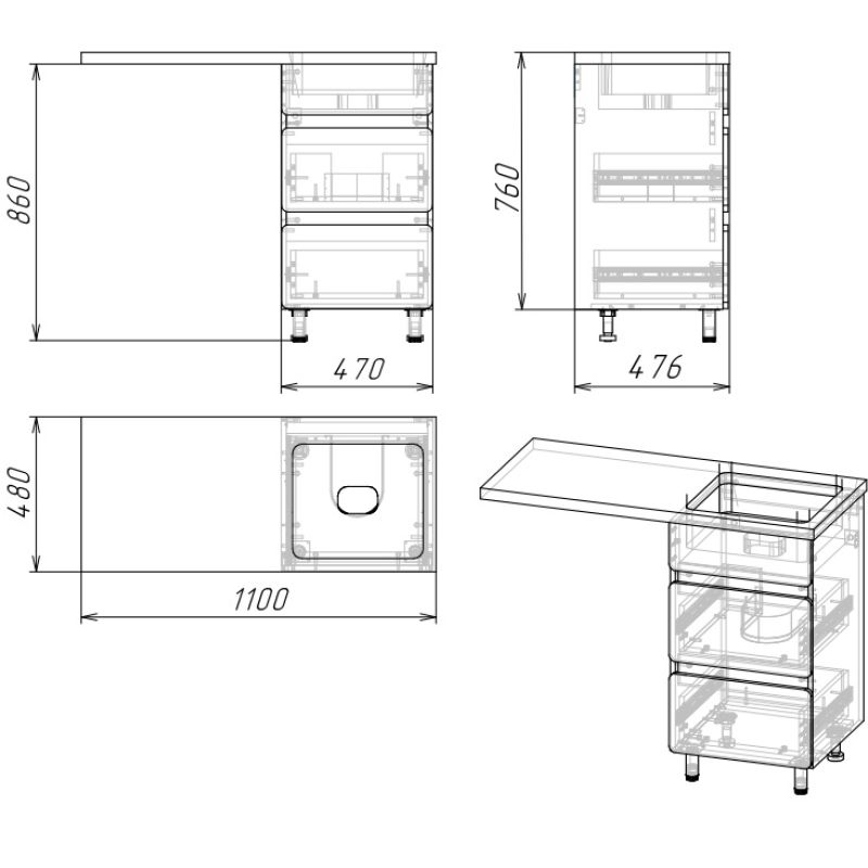 Тумба под раковину Stella Polar Корделия 50 SP-00001112 Белая