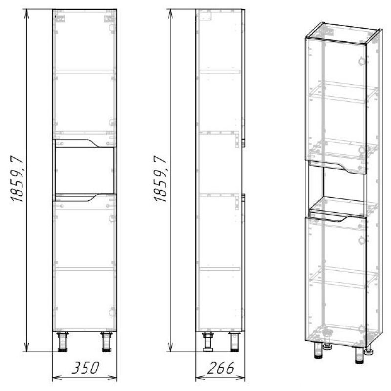 Шкаф пенал Stella Polar Абигель 35 SP-00001036 Серый Цемент