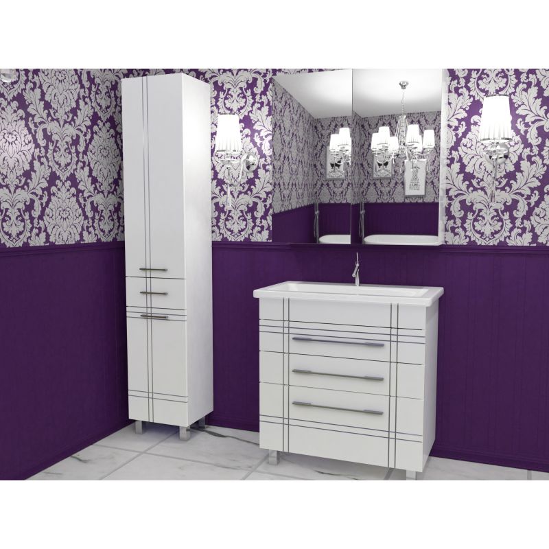 Шкаф пенал Stella Polar Опера 36 SP-00000013 Белый с серебряной патиной