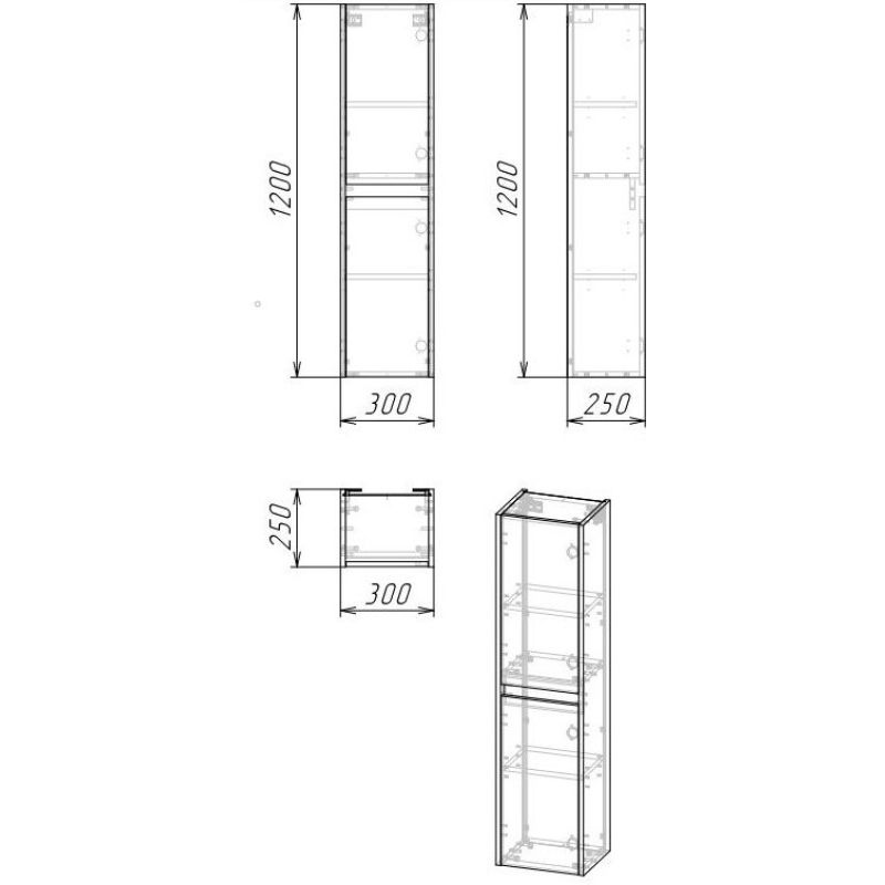 Шкаф пенал Stella Polar Эвита 30 SP-00001058 подвесной Дуб Веллингтон Темно-серый