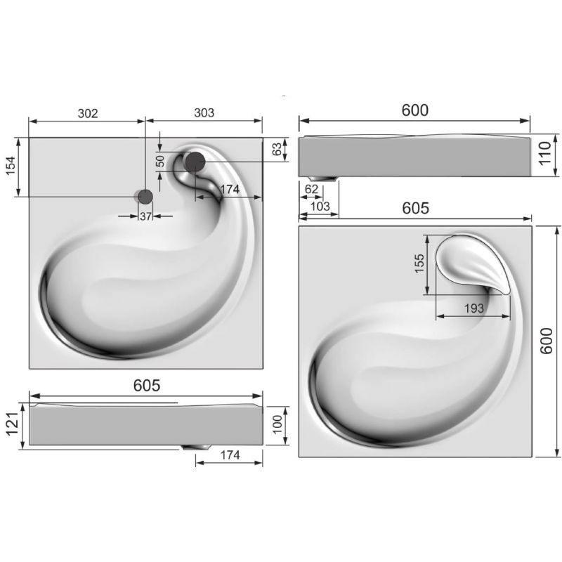 Раковина Stella Polar Бьянка 60 SP-00000797 на стиральную машину Белая