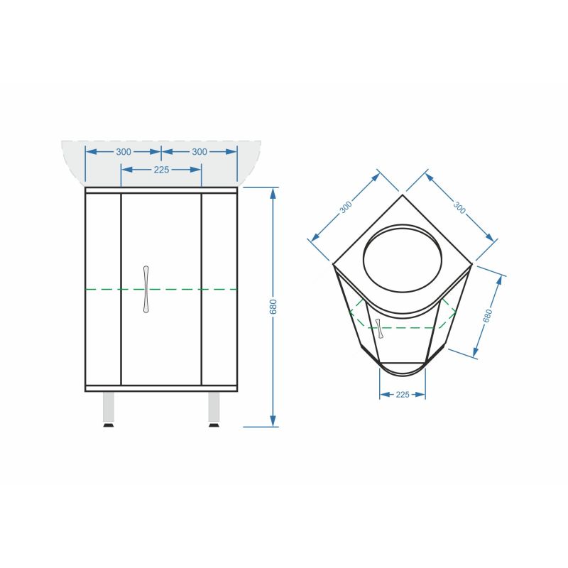 Тумба под раковину Stella Polar Концепт 30 SP-00000156 угловая Белая