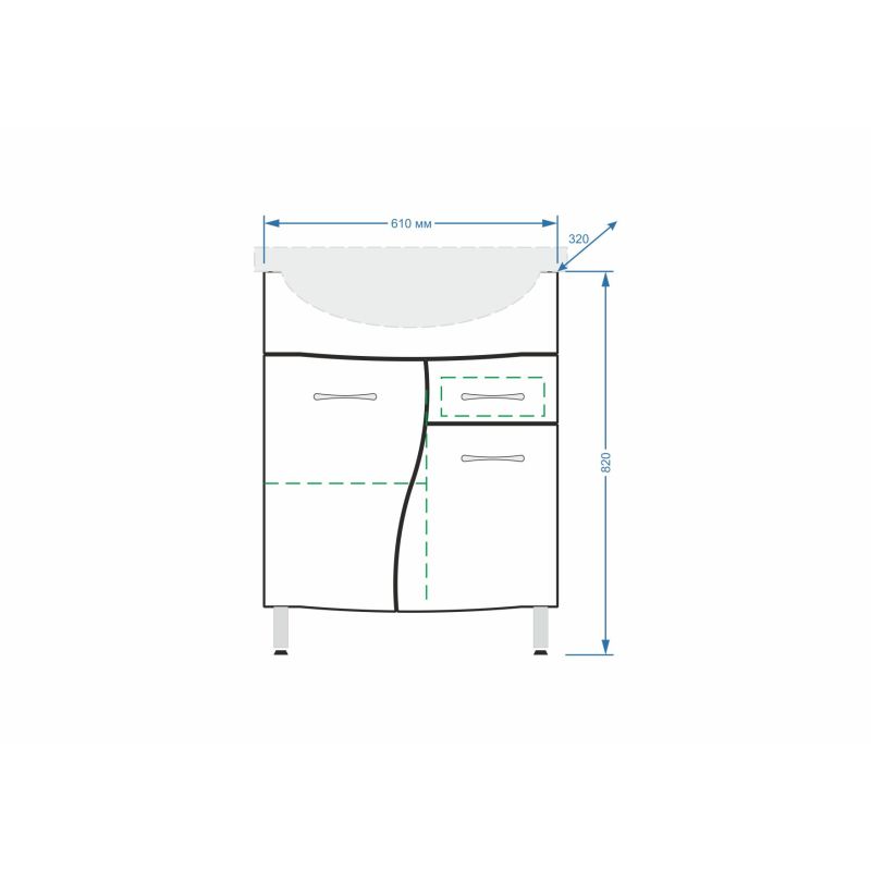 Тумба под раковину Stella Polar Волна 65 SP-00000056 Белая