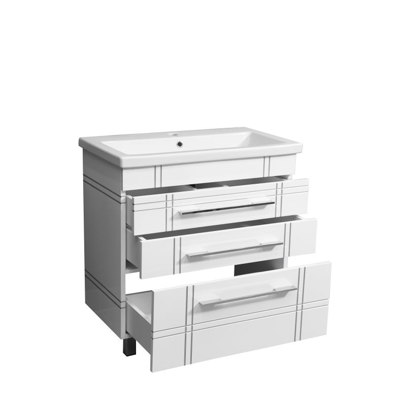 Тумба под раковину Stella Polar Опера 80 SP-00000015 Белая с серебряной патиной