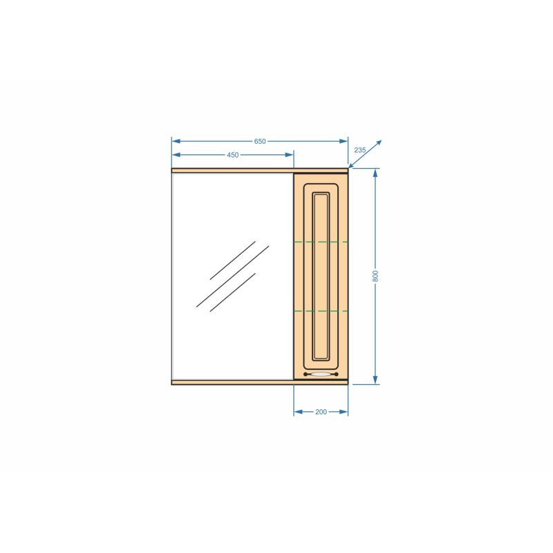 Зеркало со шкафом Stella Polar Кармела 65/С SP-00000181 с подсветкой, карпатская ель
