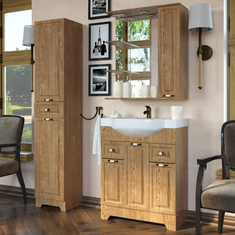 Зеркало со шкафом Stella Polar Кармела 65/С SP-00000181 с подсветкой, карпатская ель