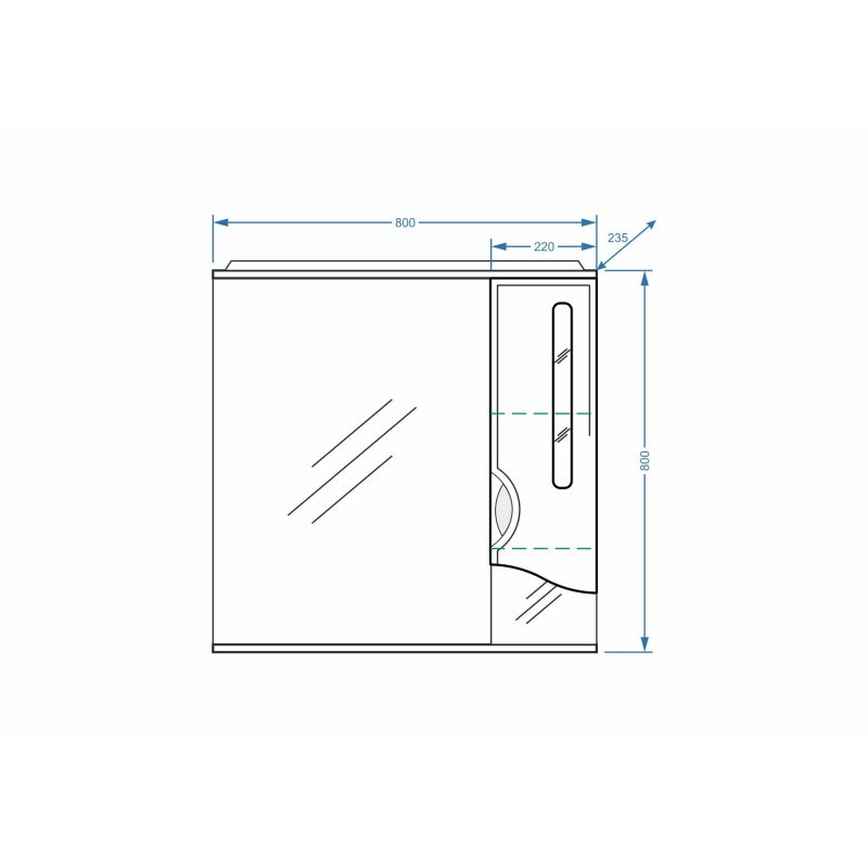 Зеркало со шкафом Stella Polar Сильва 80/C SP-00000206 80 см с подсветкой, белый