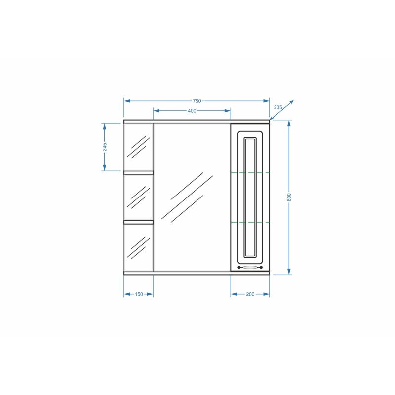 Зеркало со шкафом Stella Polar Кармела 75/C SP-00000185 75 см, ольха белая