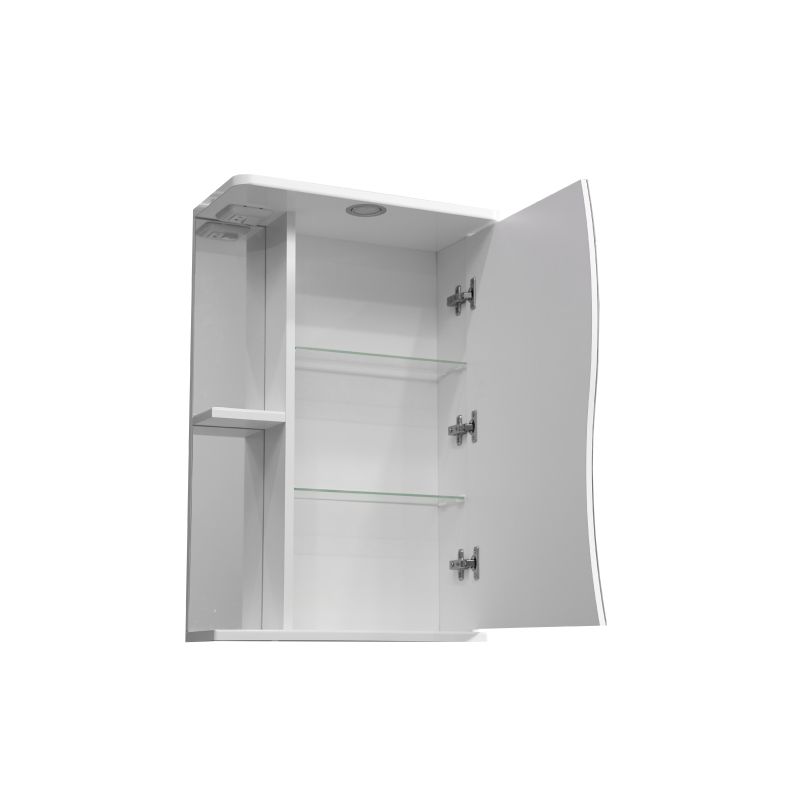 Зеркало со шкафом Stella Polar Волна Верея 50/C SP-00000032 50 см с подсветкой, правый, белый