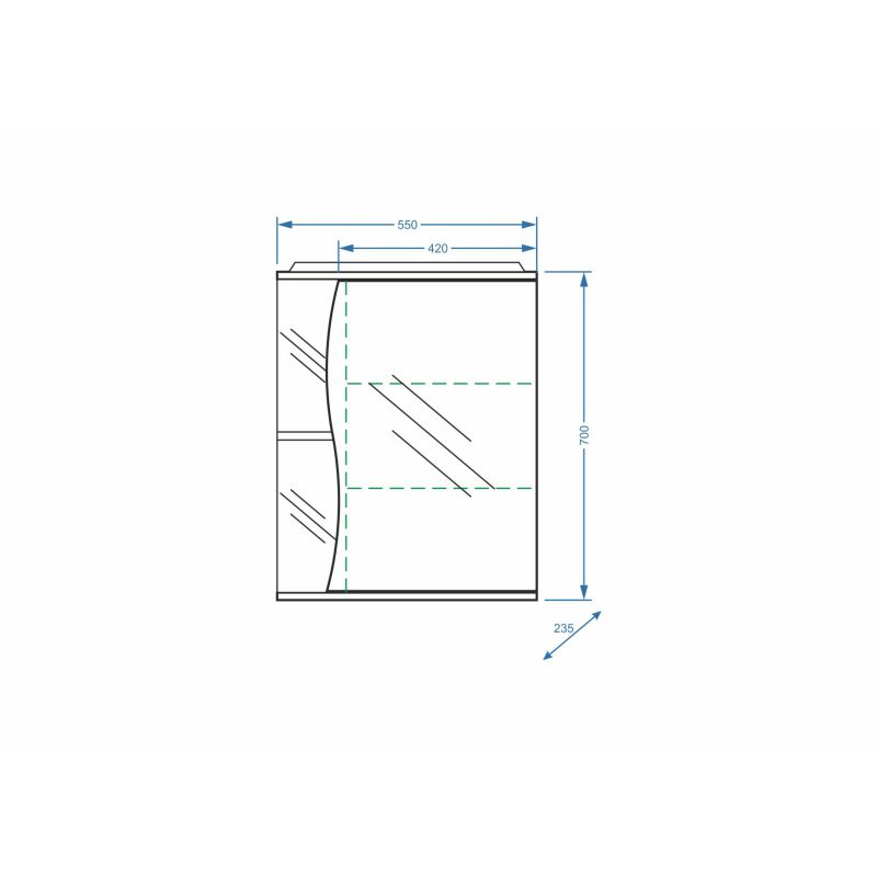 Зеркало со шкафом Stella Polar Верея 55 SP-00000041 левый/правый, подвесной, с подсветкой, белый
