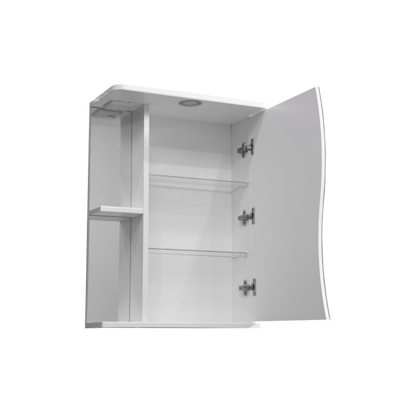 Зеркало со шкафом Stella Polar Волна Верея 60/C SP-00000048 60 см с подсветкой, правый, белый