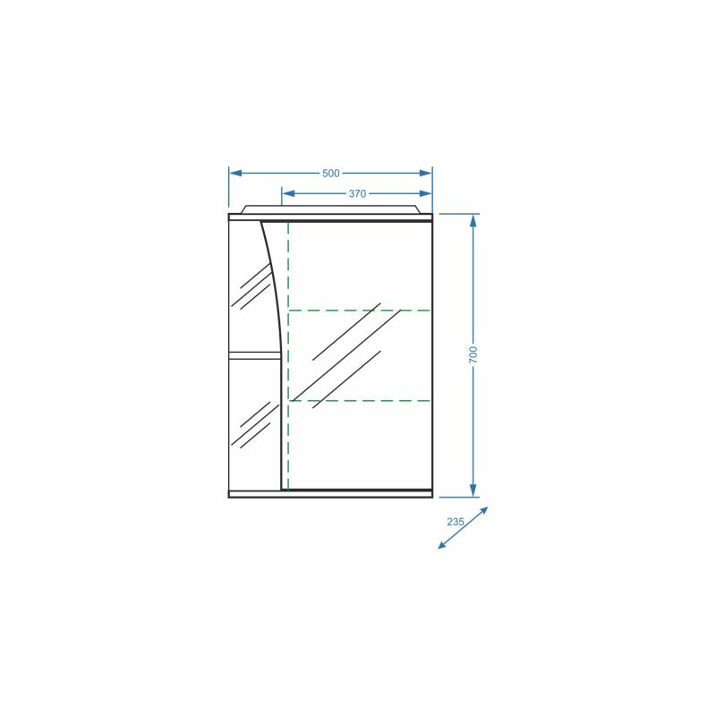 Зеркало со шкафом Stella Polar Волна 50 см SP-00000034 с подсветкой, белый