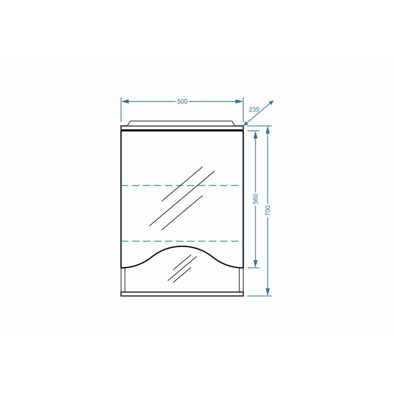 Зеркало со шкафом Stella Polar Волна Лиана 50 SP-00000036 с подсветкой Белый
