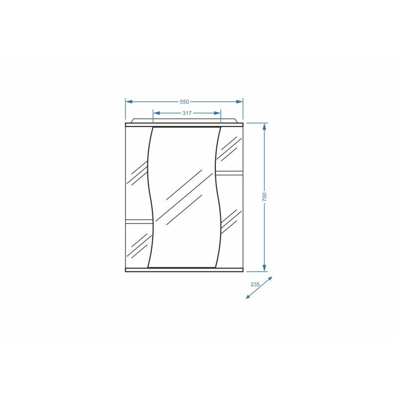 Зеркало со шкафом Stella Polar Волна Лолита 55/C SP-00000042 55 см, правый, белый