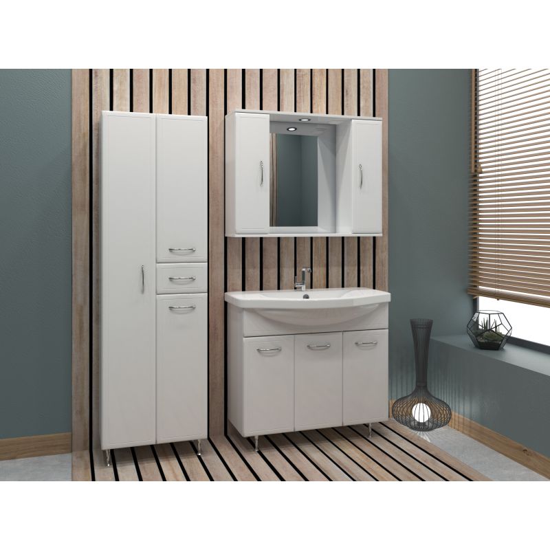 Зеркало со шкафом Stella Polar Концепт 100/C SP-00000135 100 см с подсветкой, белый