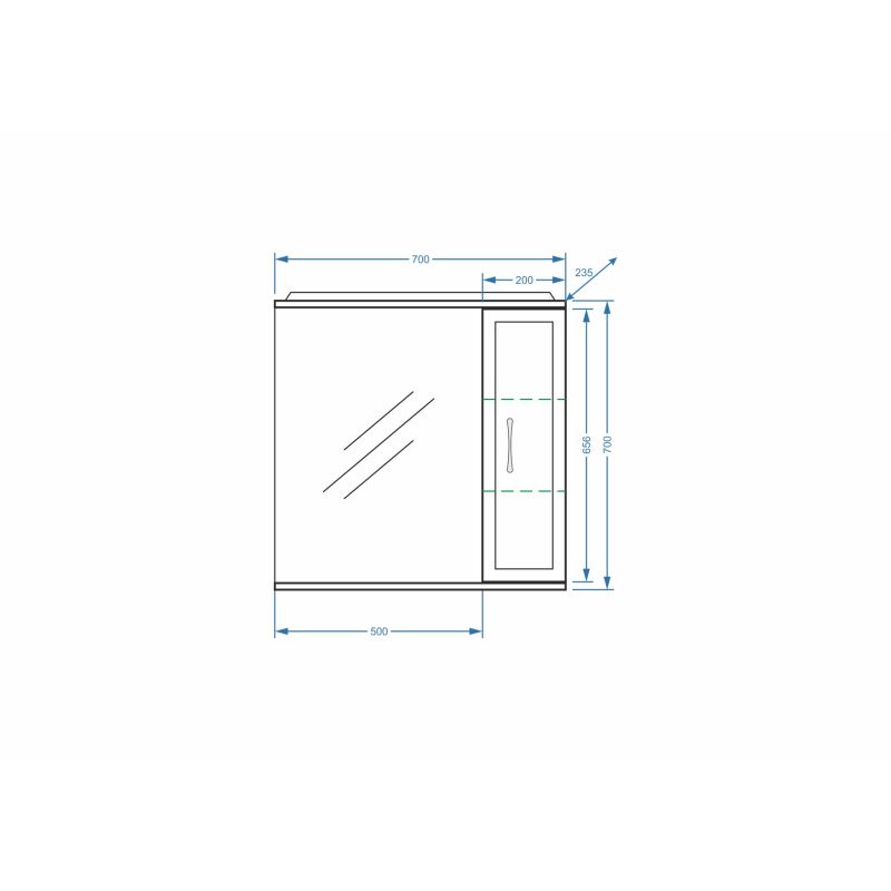 Зеркало со шкафом Stella Polar Концепт 70/C SP-00000127 70 см с подсветкой, правый, белый