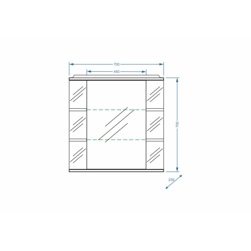Зеркало со шкафом Stella Polar Концепт Лаура 70/C SP-00000058 70 см с подсветкой, правый, белый