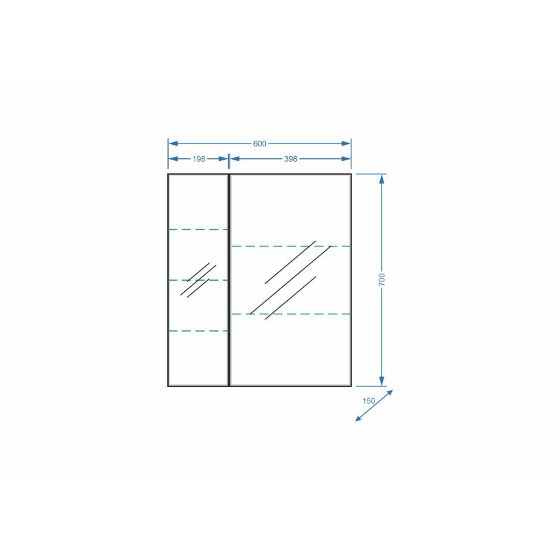 Зеркало со шкафом Stella Polar Концепт Парма 60 SP-00000051 60 см, 2 двери, белый