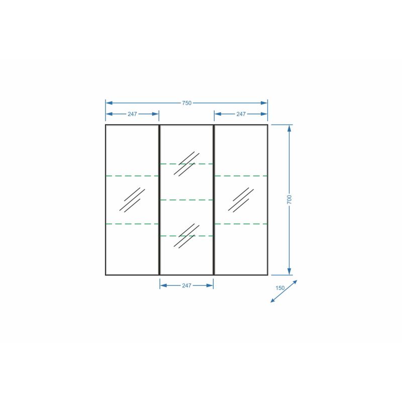 Зеркало со шкафом Stella Polar Концепт Парма 75 SP-00000061 75 см, 3 двери, белый