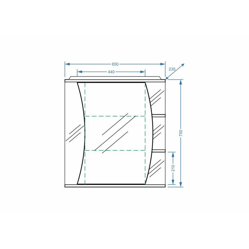 Зеркало со шкафом Stella Polar Концепт Пелаго 65/C SP-00000055 65 см с подсветкой, правый, белый