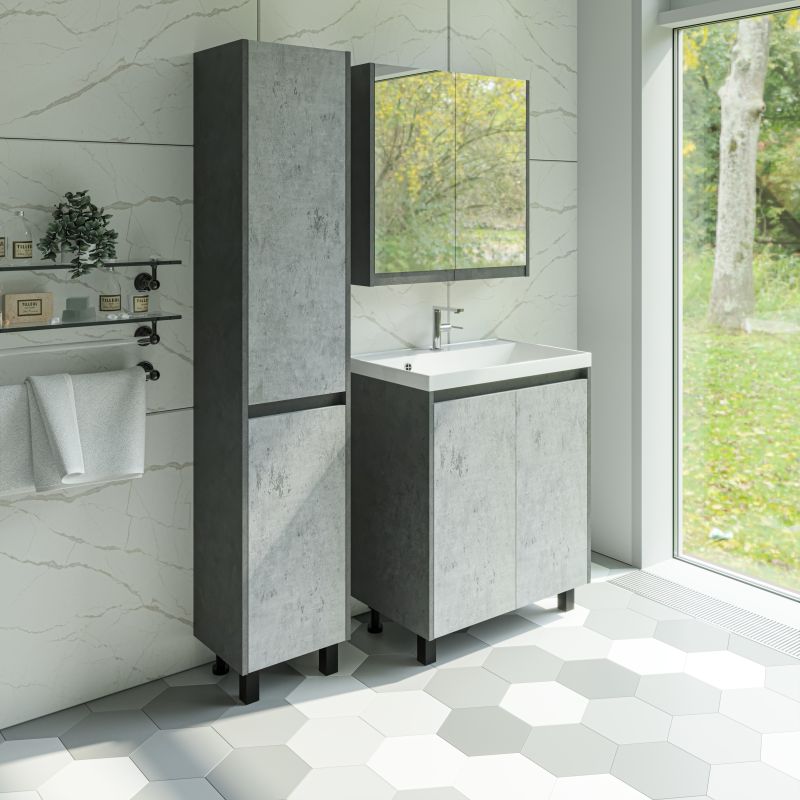 Зеркало со шкафом Stella Polar Кибела 60 см SP-00001103 цемент