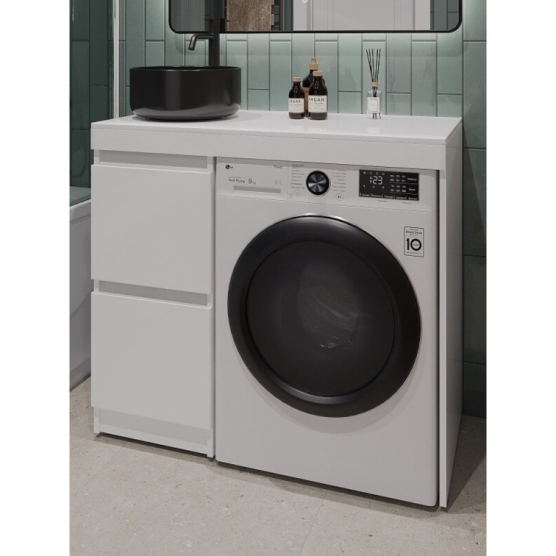 Тумба с раковиной Orange Sistema STM-100TUW+B07-345B, 100 см, под стиральную машину, напольная, белая