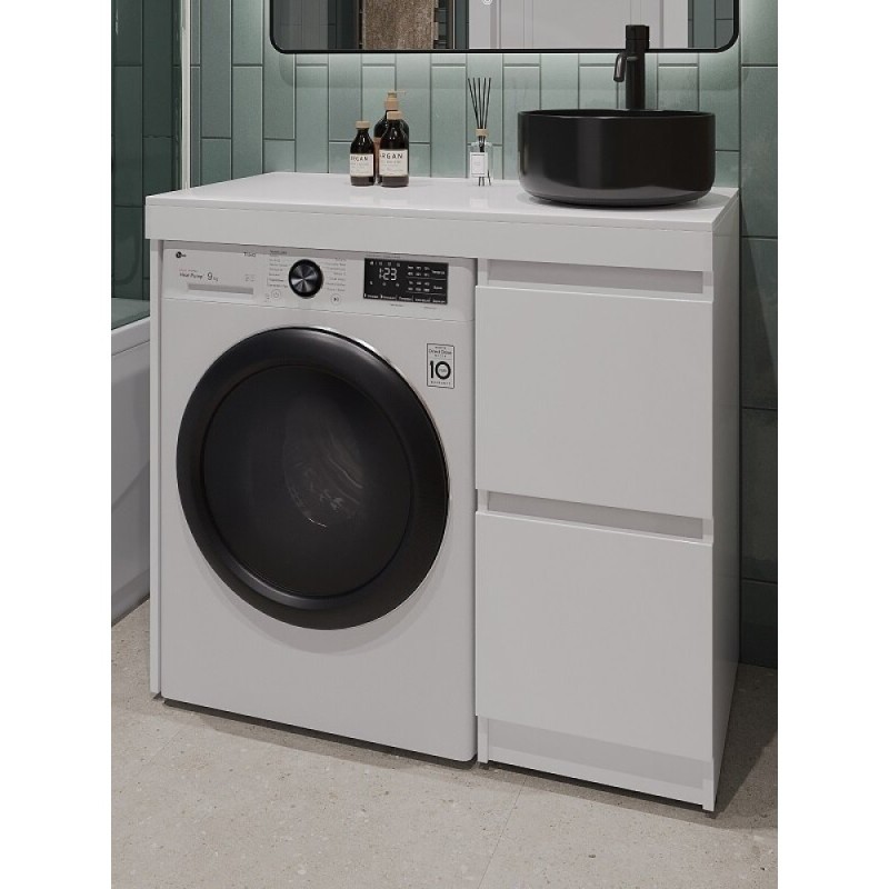 Тумба с раковиной Orange Sistema STM-100TUW+B07-345B, 100 см, под стиральную машину, напольная, белая