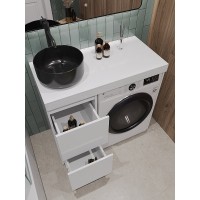 Тумба с раковиной Orange Sistema STM-100TUW+B07-345B, 100 см, под стиральную машину, напольная, белая