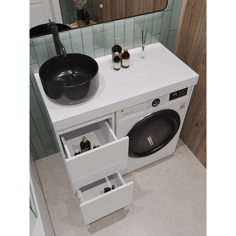 Тумба с раковиной Orange Sistema STM-100TUW+B07-345B, 100 см, под стиральную машину, напольная, белая