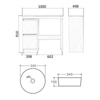 Тумба с раковиной Orange Sistema STM-100TUW+B07-345W, 100 см, под стиральную машину, напольная, белая