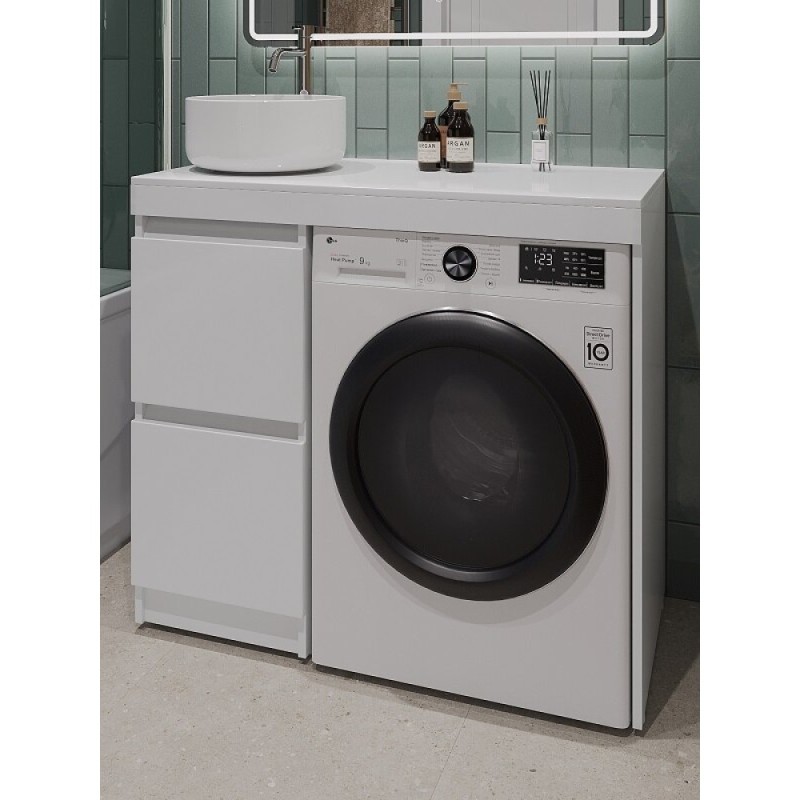 Тумба с раковиной Orange Sistema STM-100TUW+B07-345W, 100 см, под стиральную машину, напольная, белая