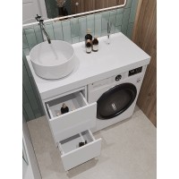 Тумба с раковиной Orange Sistema STM-100TUW+B07-345W, 100 см, под стиральную машину, напольная, белая
