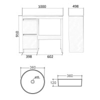 Тумба с раковиной Orange Sistema STM-100TUW+B09-360W, 100 см, под стиральную машину, напольная, белая