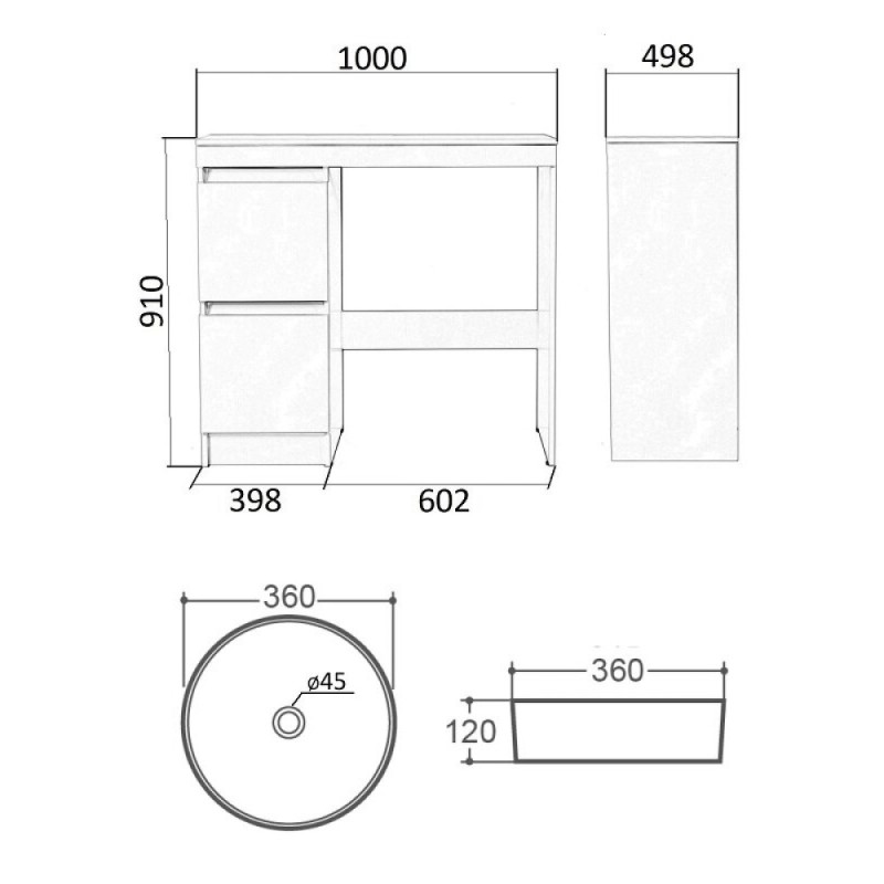 Тумба с раковиной Orange Sistema STM-100TUW+B09-360W, 100 см, под стиральную машину, напольная, белая