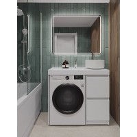 Тумба с раковиной Orange Sistema STM-100TUW+B09-360W, 100 см, под стиральную машину, напольная, белая