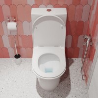 Напольный безободковый унитаз-компакт Iddis Stone STNRDSEi24, крышка микролифт, белый