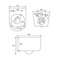 Подвесной унитаз Iddis Stone STORDSEi25 37 x 49 x 34 см безободковый, с сиденьем Soft Close