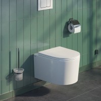 Подвесной унитаз Iddis Stone STORNSEi25, безободковый, с сиденьем Soft Close, белый