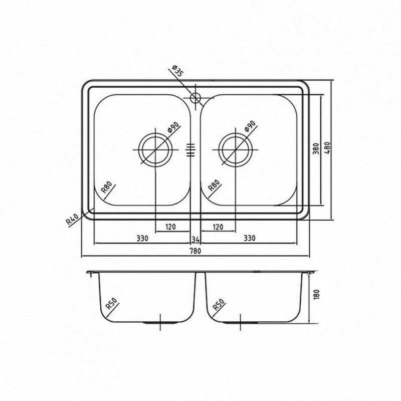 Мойка кухонная Iddis Strit STR78S2i77K, 78 см, нержавеющая сталь, поверхность шелк, цвет сталь матовая (сатин)