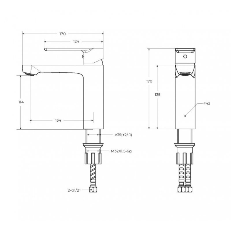 Смеситель для раковины Cezares STYLUS-LS-IN, с донным клапаном, сатин