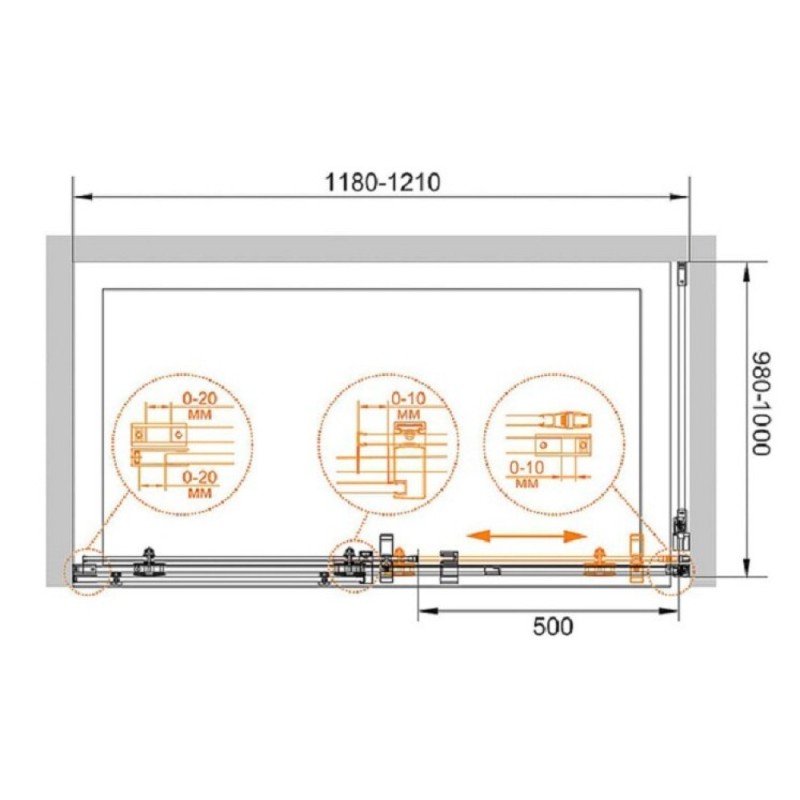 Душевой уголок Cezares Stylus-O-M-AH-1-120/100-C-Cr, 120 x 100 см, стекло прозрачное, профиль хром
