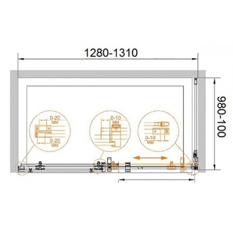 Душевой уголок Cezares Stylus-O-M-AH-1-130/100-C-Cr, 130 x 100 см, стекло прозрачное, профиль хром