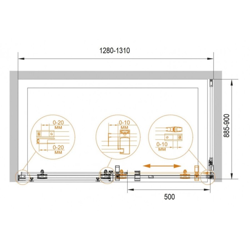 Душевой уголок Cezares Stylus-O-M-AH-1-130/90-C-Cr, 130 x 90 см, стекло прозрачное, профиль хром
