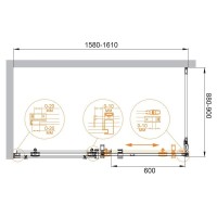 Душевой уголок Cezares STYLUS-O-M-AH-1-160/90-C-Cr, 160 х 90 см, стекло прозрачное, профиль хром