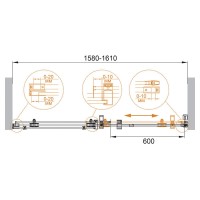 Душевая дверь Cezares Stylus-M, 160 см, стекло прозрачное, профиль хром, STYLUS-O-M-BF-1-160-C-Cr