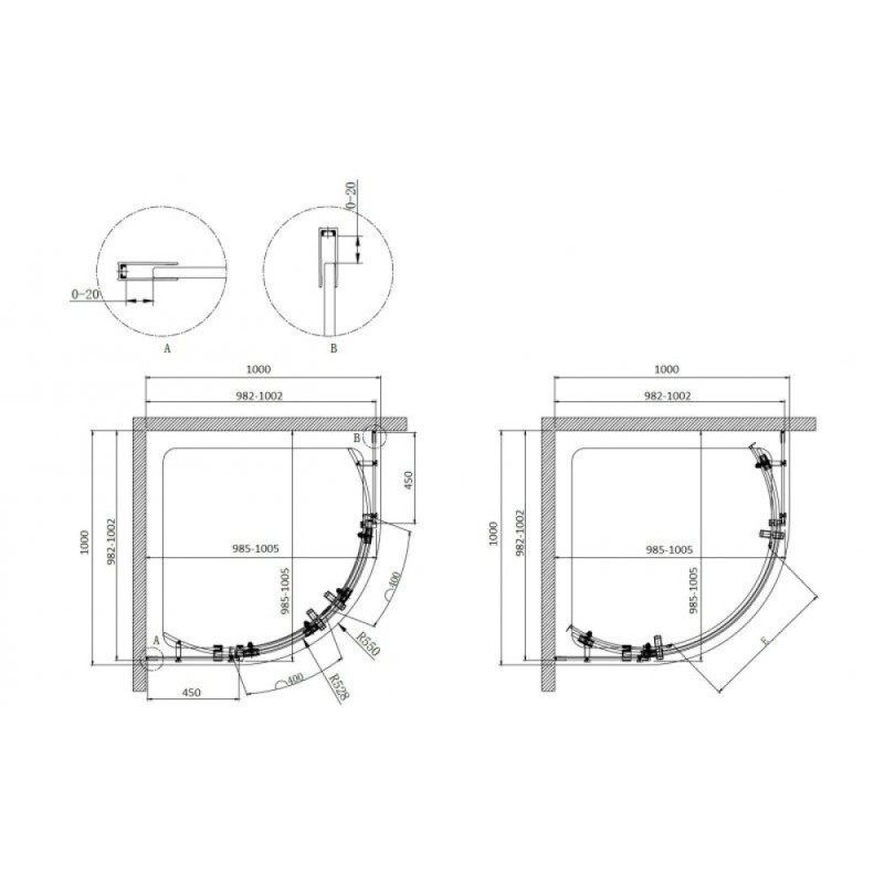 Душевой уголок Cezares Stylus-M STYLUS-O-M-R-2-100-C-Cr, 100 x 100 см