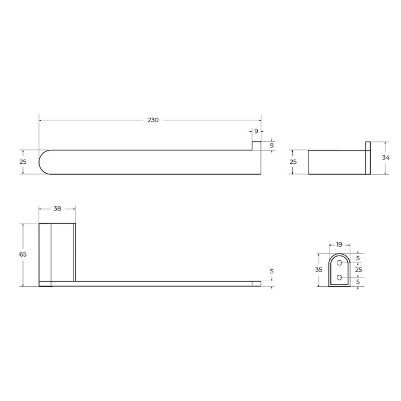 Полотенцедержатель Cezares Stylus-TH02-BORO, 23 см, брашированное золото